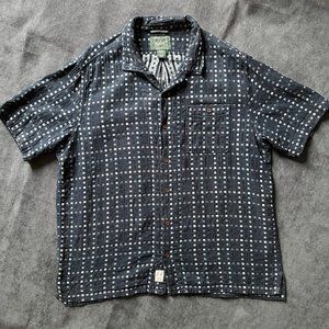 Woolrich Navy Square Patterned Button Up Shirt (XL)